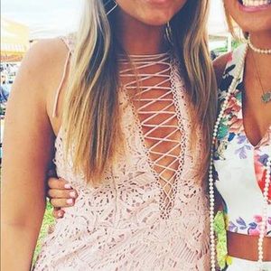SAYLOR pink lace-up dress